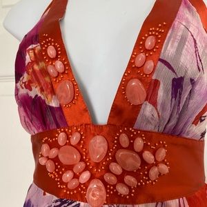 Marciano Pink/Orange Backless Floral Dress
